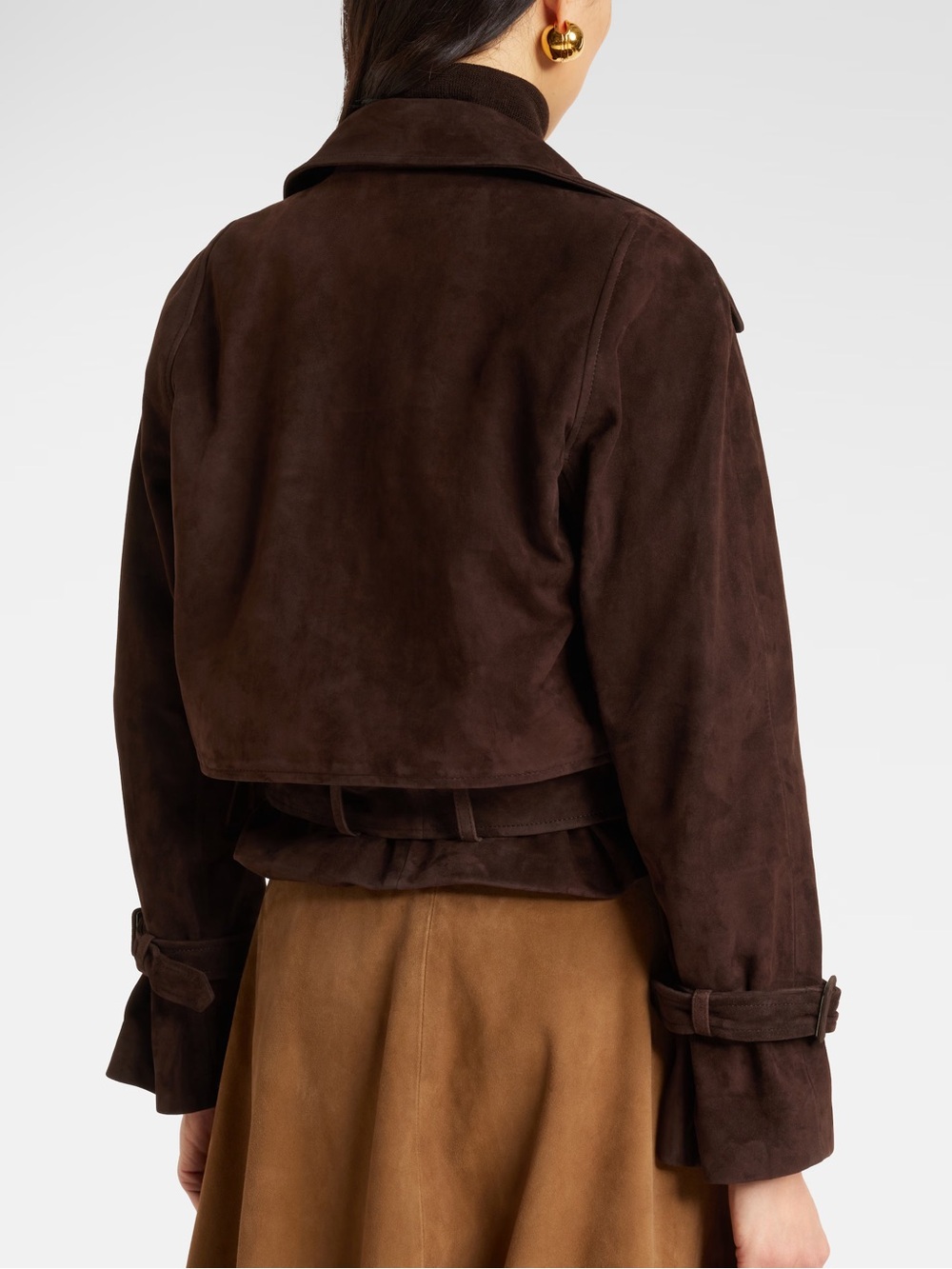 Nour Hammour Hatti Cropped Suede Jacket in chocolate brown - Picture 11 of 16